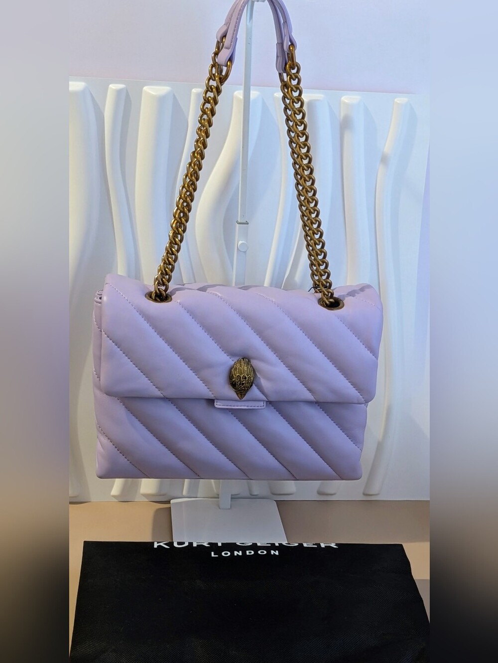 NWT Kurt Geiger London Soho Large Genuine Leather Lilac Shoulder Bag
